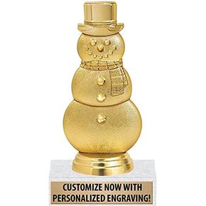 Custom Snowman Trophy, 5 1/2" H Snowman Christmas Party Trophy Award, Prime