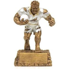 Decade Awards Rugby Monster Trophy - 6.5 Inch Tall | Triumphant Beast Rugger Award - Engraved Plate on Request
