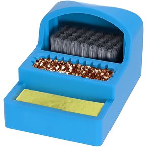 Solder Tip Cleaner Soldering Iron Cleaner, Solder Sponge and Brass Wool and Dense Cleaning Steel Brush in Silicone Holder