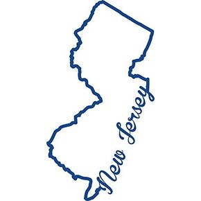 Liphontcta ND356B State of New Jersey Script Decal Sticker | 5.5-Inches by 2.9-Inches | Premium Quality Blue Vinyl