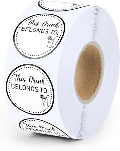1200 PCS This drink belongs to stickers Cup marker sticker Blank drink labels Drink stickers for Wedding Drink Party Bridal Shower Birthday Party Supplies (White,1.5 inch) in Kuwait