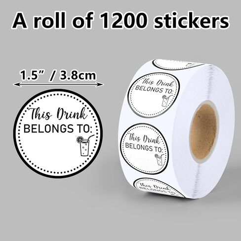 1200 PCS This drink belongs to stickers Cup marker sticker Blank drink labels Drink stickers for Wedding Drink Party Bridal Shower Birthday Party Supplies (White,1.5 inch) in Kuwait
