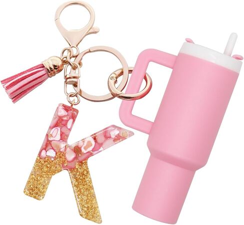 Mini Tumbler Keychain chapstick حامل ، سلاسل مفاتيح الرسالة الأولية للنساء الفتيات لطيفات كأس ستانلي لحقائب الظهر in Kuwait