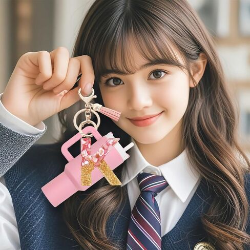 Mini Tumbler Keychain chapstick حامل ، سلاسل مفاتيح الرسالة الأولية للنساء الفتيات لطيفات كأس ستانلي لحقائب الظهر in Kuwait