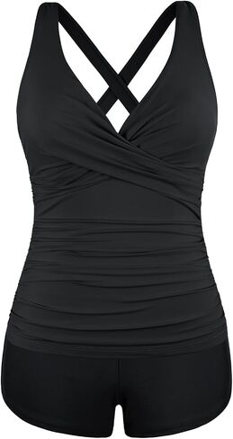 Firpearl underwire tankini swimsuits for women v neck twist tankini مع شورتات السيطرة على البطن بدلات الاستحمام اثنين 2025 in Kuwait