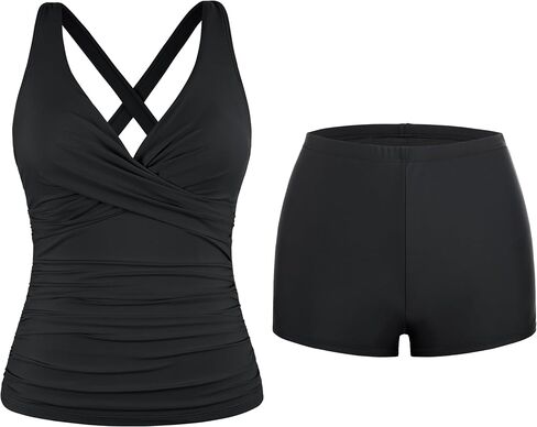 Firpearl underwire tankini swimsuits for women v neck twist tankini مع شورتات السيطرة على البطن بدلات الاستحمام اثنين 2025 in Kuwait