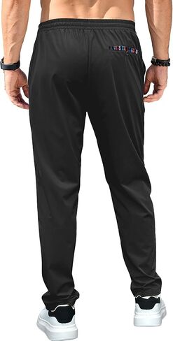 Comdecevis Men's Lightweight Disual Pants Stretch Quick Dry Dry Athletic Golf Running Pants Black ، X-Large in Kuwait