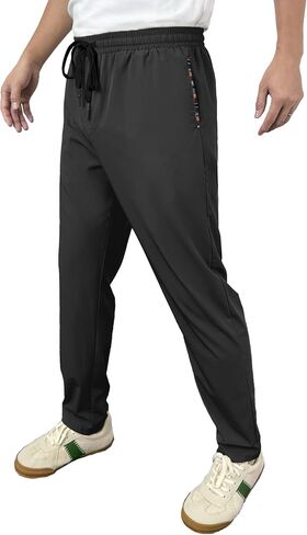 Comdecevis Men's Lightweight Disual Pants Stretch Quick Dry Dry Athletic Golf Running Pants Black ، X-Large in Kuwait