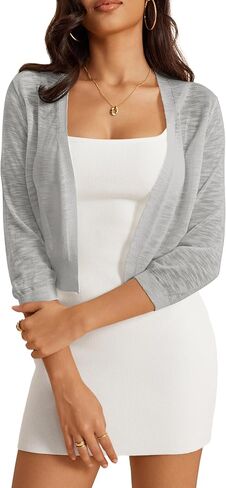 a.Jesdani سترة نسائية مفتوحة من الأمام وأكمام قصيرة مضلعة بوليرو مفتوحة من الأمام S-1X in Kuwait