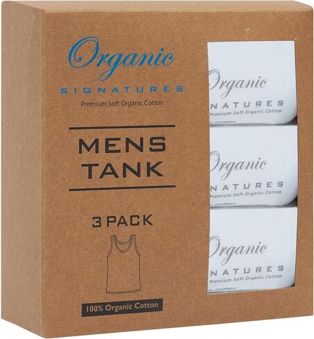 Organic Signatures Men Crewneck Undershirts Soft 100% Cotton Tank Tops Pack of 3 in Kuwait