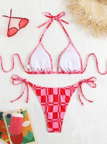 بدلة السباحة المطبوعة للسيدات بطبعة للسيدات HALTER High Weist Summer Swimsuit Bikinis in Kuwait