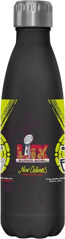 Foco Kansas City Chiefs vs Philadelphia Eagles NFL Super Bowl Lix 17 Oz زجاجة من الفولاذ المقاوم للصدأ - أسود in Saudi Arabia