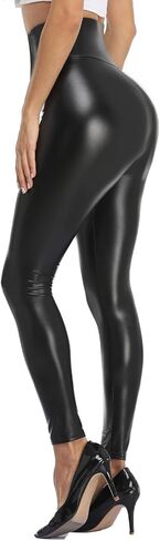 DESTTY Women Faux Leather Leggings, High Waisted Tummy Control Yoga Pants for Women, Elastic Yoga Pants in Saudi Arabia