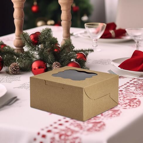 صناديق مخبز Dohia مع النافذة صناديق المعجنات بني بني صناديق الحلوى مربعات كب كيك فردية in Kuwait