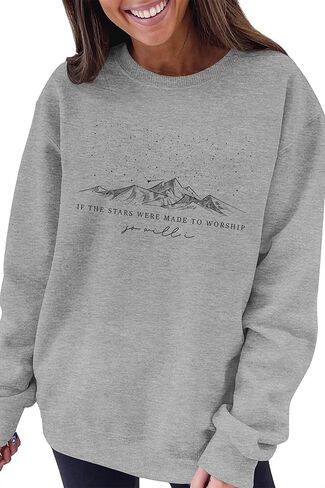 سويت شيرت مسيحي كبير الحجم للنساء: قميص ملهم بآية الكتاب المقدس بأكمام طويلة، بلوفر ديني in Kuwait