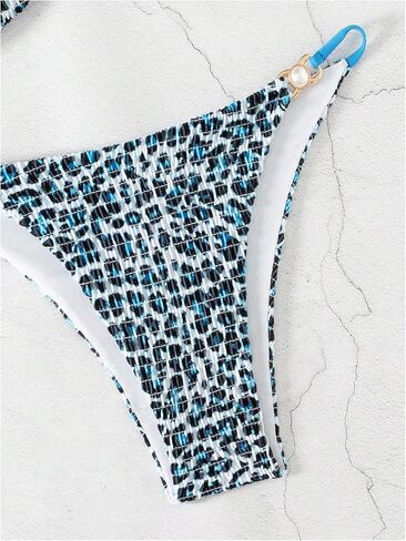 Wdirara Women's 2 Sexy Leopard Print Bikini Set Spaghetti Swimsuits Suituits Triangle Suit in Saudi Arabia