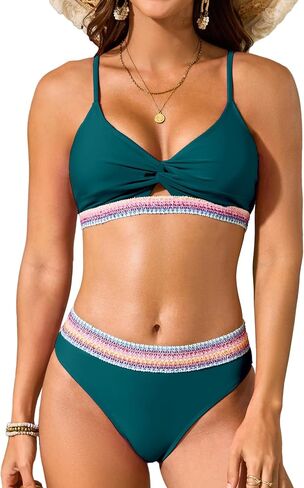seamoly Bikini Sets for Women Tummy Control Color Block Swimsuit Twist Front Cut Out Sexy Two Piece Bathing Suit in Saudi Arabia