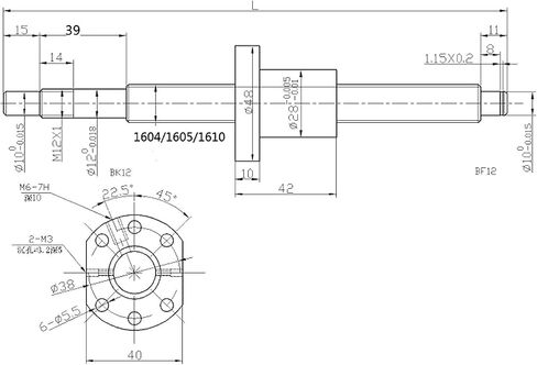 Ball Screw CNC Parts SFU1610 Screw＋NUT, 1pcs Ball Screw + 1pcs Nut，Diameter 16mm Lead 10mm Length 1200mm/47.244inch, for CNC Machine DIY, Manufacturing and Industrial Needs in Saudi Arabia