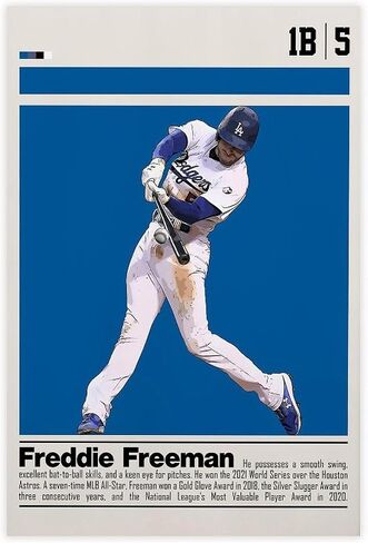 SONAXO Freddie Freeman Poster Canvas Poster Wall Art Decor Print Picture Paintings for Living Room Bedroom Decoration Unframe: Unframe:12x18inch(30x45cm) in Saudi Arabia