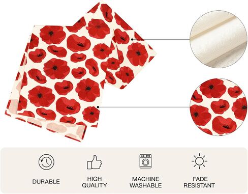 WRAPAHOLIC Red Poppy Floral Table Runner - 13 x 72 Inch - Farmhouse Indoor Kitchen Anniversary Wedding Dining Table Decoration for Home Party in Saudi Arabia