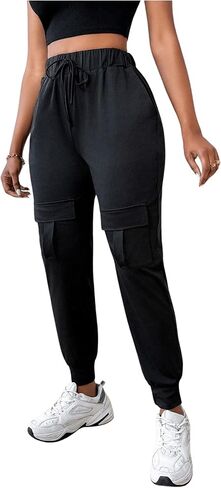 GORGLITTER Women's Cargo Pants Casual Drawstrings Track Cuff Bottoms Jogger Pant in Saudi Arabia