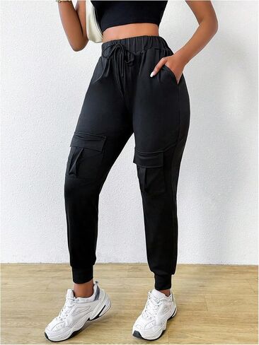 GORGLITTER Women's Cargo Pants Casual Drawstrings Track Cuff Bottoms Jogger Pant in Saudi Arabia