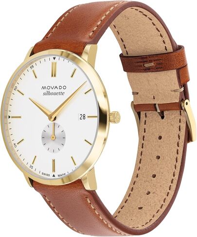 Movado Silhouette Men's Watch - Swiss Quartz Movement, Leather Strap - 3 ATM Water Resistance - Classic, Luxury Fashion Timepiece for Him - 40mm in Kuwait