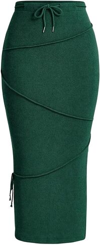 GORGLITTER Women's Knit Slit Bodycon Maxi Skirt with Slit High Waisted Pencil Long Skirts in Saudi Arabia