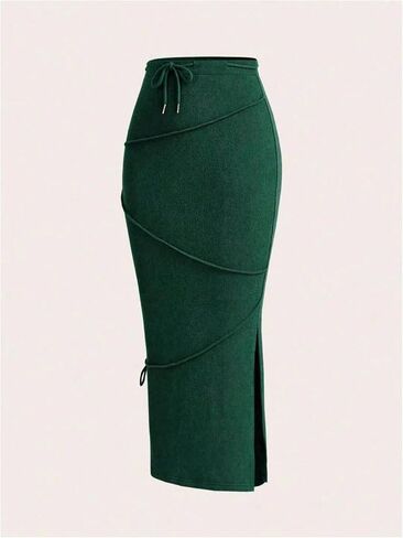 GORGLITTER Women's Knit Slit Bodycon Maxi Skirt with Slit High Waisted Pencil Long Skirts in Saudi Arabia