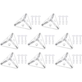 uxcell 8 Set Acrylic Corner Bracket, 3-Hole Triangle Corner Connector Joint Hanger Brace Brackets Transparent w/Snap for DIY Display Box
