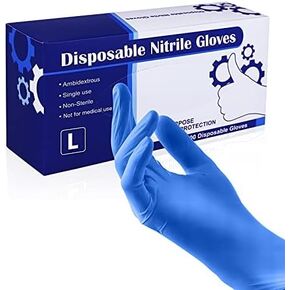 MP Guantes de nitrilo – Guantes desechables extra duraderos - Guantes de examen Medico sin polvo, sin látex, para limpieza, seguros para cocina y alimentos (paquete de 100 unidades) (azul, talla M)