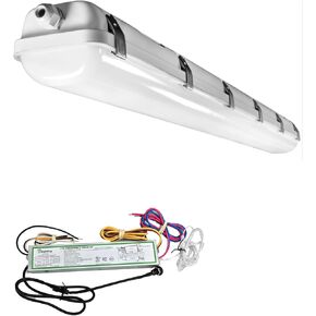 4FT LED Vapor Tight 50W W/Emergency Battery, 3X Wattage and 3CCT 3500K-4000K-5000K Tunable 6000LM 120-277V