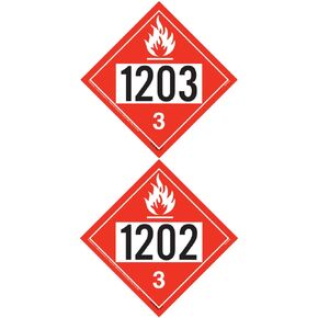 1203/1202 Placard, Class 3 Flammable Liquid 25 Pack, 10.75" x 10.75" Plastic for Temporary Applications, DOT Hazmat Compliant, J. J. Keller & Associates, Inc.