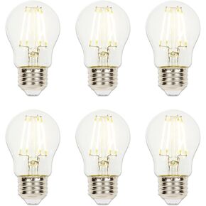 Westinghouse 5316620 4.5 Watt (40 Watt Equivalent) A15 Dimmable Clear Filament LED Light Bulb, Medium Base, 6 Pack
