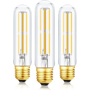 T10 Led Bulb,Dimmable 6W Led Tubular Bulbs, Soft White 3000K, 60 Watt Incandescent Bulb Equivalent, 3000K Soft White, Clear Glass, E26 Base Lamp Bulb, for Cabinet Display Cabinet etc,3 Pack.