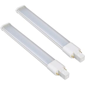 2 Pack 7W 2 Pin GX23 LED Horizontal PL Light Bulb, 13W CFL Equivalent, PLS-13W Replacement LED Plug & Play Light Bulb(Daylight White 6000K)