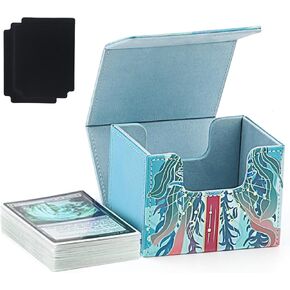 MTG Deck Box for Commander Display,Card Deck box Fit 150+ Sleeved Commander Deck,2 Dividers MTG Card Storage Box PU Leather Card Box Compatible with TCG/OCG/YGO/PTCG,Card Storage Box (Green)