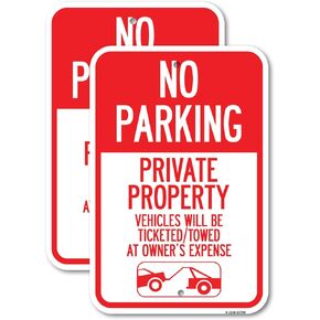 (2 Pack) No Parking - Do Not Block Dumpster | 12" X 18" Heavy-Gauge Aluminum Sign | Rust Free Aluminum, Weather Resistant, Waterproof, Fade Resistant, 2 Pre-drilled Holes