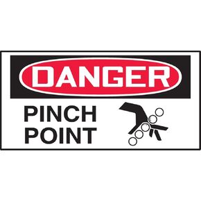 Accuform Signs LEQM009XVE Adhesive Dura-Vinyl Safety Label, Legend"Danger Pinch Point", 1.5" Length x 3" Width x 0.006" Thickness, Red/Black on White