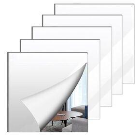 5 Pack 12 x12 Inch Acrylic Mirror Sheet, 1/8 Inch Thick Opaque Glossy Mirror, Plexiglass Mirror, Mirror Acrylic Sheets, Rigid Mirror Acrylic Sheets for Sawing, DIY, Laser Cutting and Engraving
