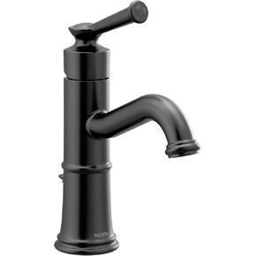 Moen 6402BL Belfield One-Handle Bathroom Sink Faucet with Drain Assembly and Optional Deckplate, Matte Black