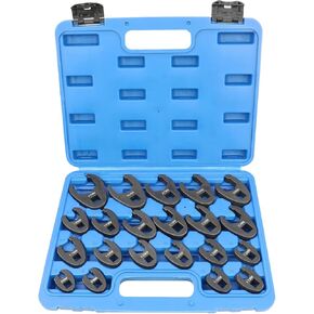 DPTOOL Crows foot Wrench Set 1/2" and 3/8" Drive Flare Nut Crowfoot Wrench Set Metric 8-32mm 6 Point Crows Feet Wrench Set 21Pcs Flare Nut Wrench Kit for Removing Nuts from hard-to-reach Areas