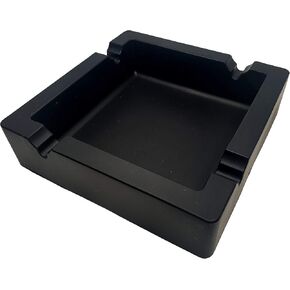 6-Inch Large Black Silicone Cigar Bulk Ash tray, Unbreakable Cigar Ashtray, Flexible Deep Bowl Silicone Cigar Ashtrays for Patio/Indoor/Outdoor/Decor (2 groove)