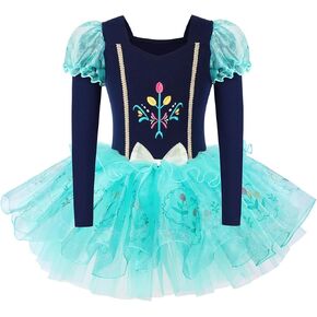 BAOHULU Ballet Leotards for Girls Toddler Dance Outfit Tutu Skirt Activewear B214_Navygreen_L