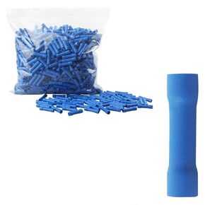 Blue Butt Connectors 16-14GA (1000Pcs) Replacement for Rebuild Skills Insulated Crimp Style Butt Connectors Crimp Wire Gauges AWG 16-14, Insulated Splice Terminals, PVC Butt Splice