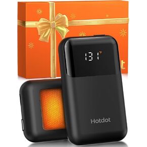 Hand Warmers Rechargeable 2-Pack, 6400mAh Electric Hand Warmers with LED Battery and Temperature Display, 4 Heating Levels Portable Pocket Heater for Men, Women, Hunting Black