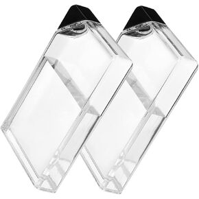 Kisangel 2pcs Flat Water Bottles Square Water Bottles Transparent Travel Water Bottle for Sports Portable Kettle