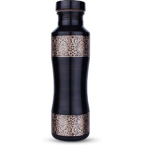 Pure Copper Jasmine Antique Engraved Water Bottle : A Premium Design Bottle with Ayurvedic Health Benefits, (800ml / 27oz)