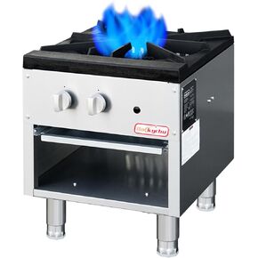 Commercial Gas Stock Pot Range - 80,000 BTU High-Power Single Burner Stove, Stainless Steel Countertop Propane Range for Restaurant Kitchen Cooking, Easy-to-Clean Design