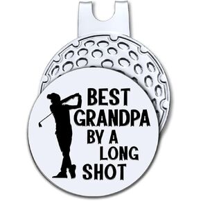 Hafhue Best Grandpa by A Long Shot Golf Ball Marker with Magnetic Hat Clip, Funny Golf Accessories and Golf Gifts for Men Grandpa, Birthday Christmas Retirement Gifts for Golf Fan Golfer Golf Lovers